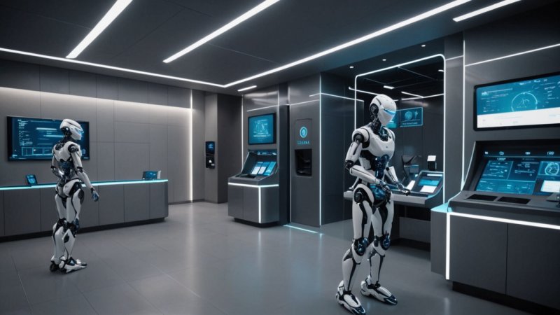 roboter i bank, digital bank, finansiell automatisering, chatbots, robo-rådgivere, bankteknologi, personlig økonomi